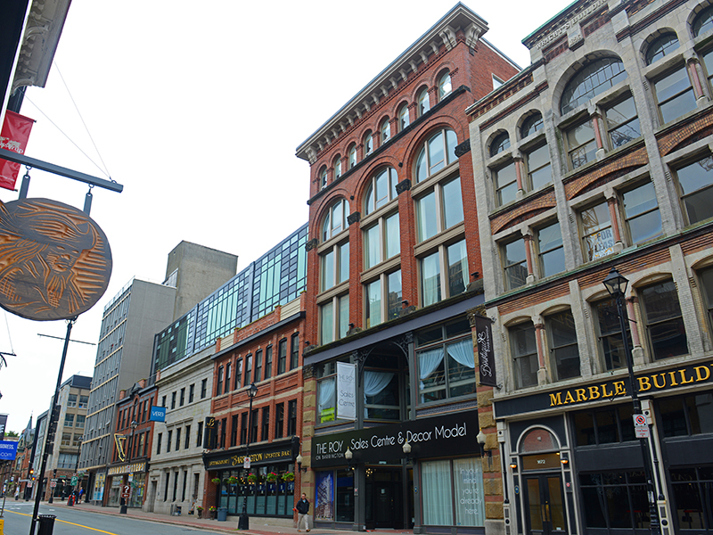 Historic Buildings on Barrington Street between Prince Street and Sackville street in downtown Halifax