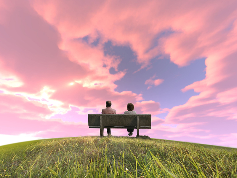 Old couple on hill