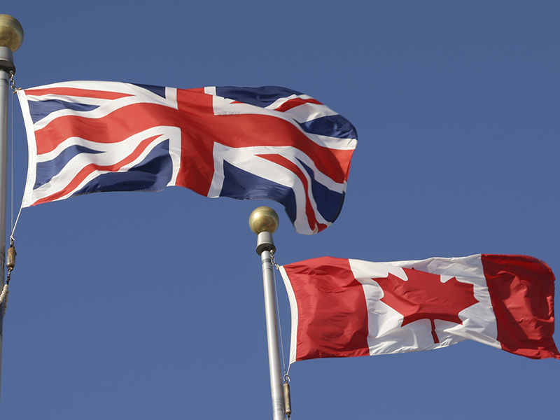 Canadian and British Flags