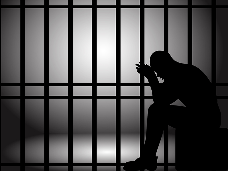 illustration of a man lock up in prison