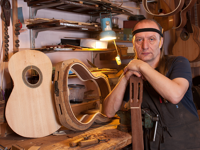 Luthier in workshop