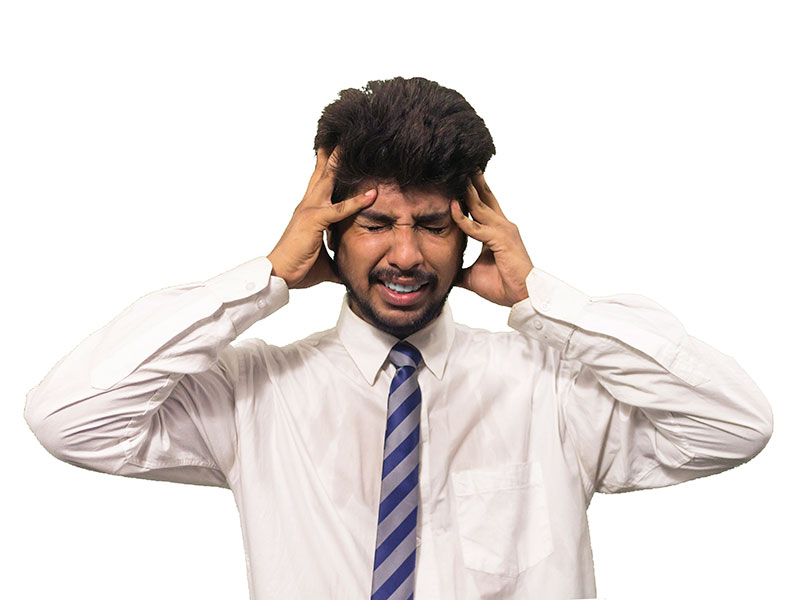 Young business man holding his head