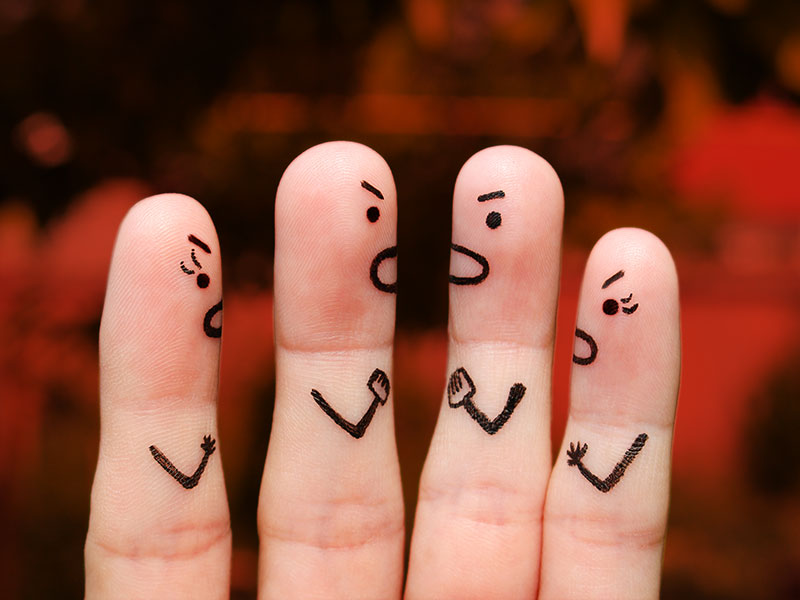 Finger art of people during quarrel