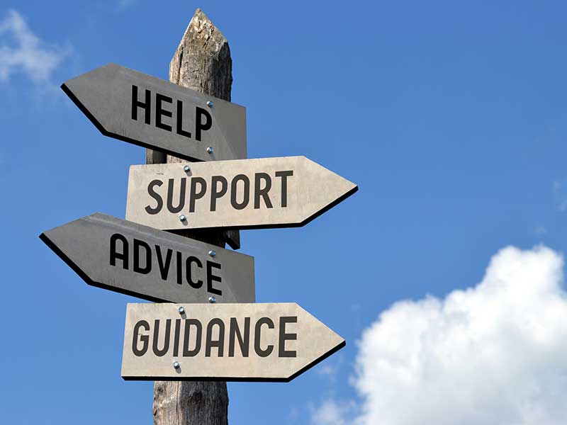 signs for help, support, advice, guidance