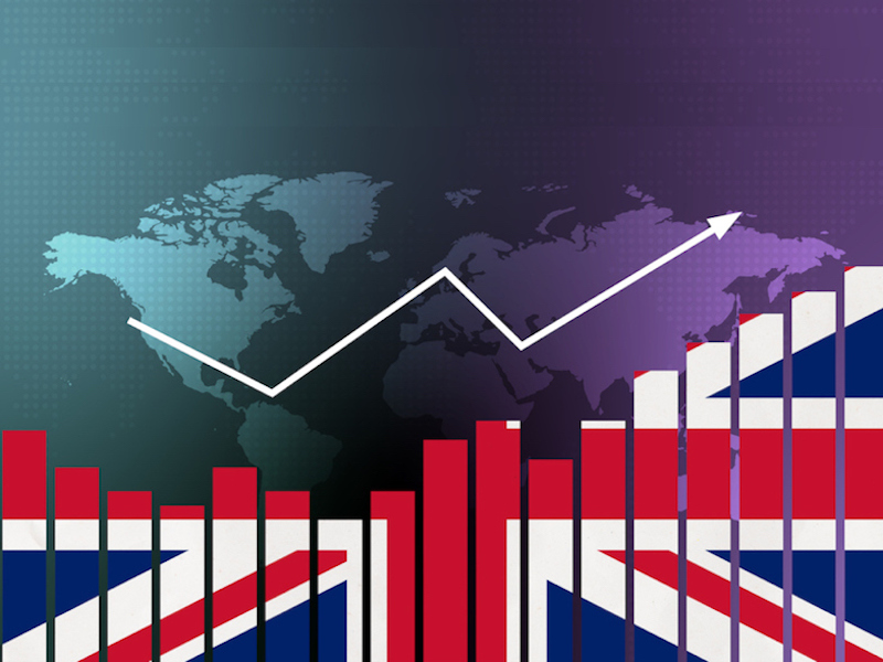 U.K. flag in bar graph