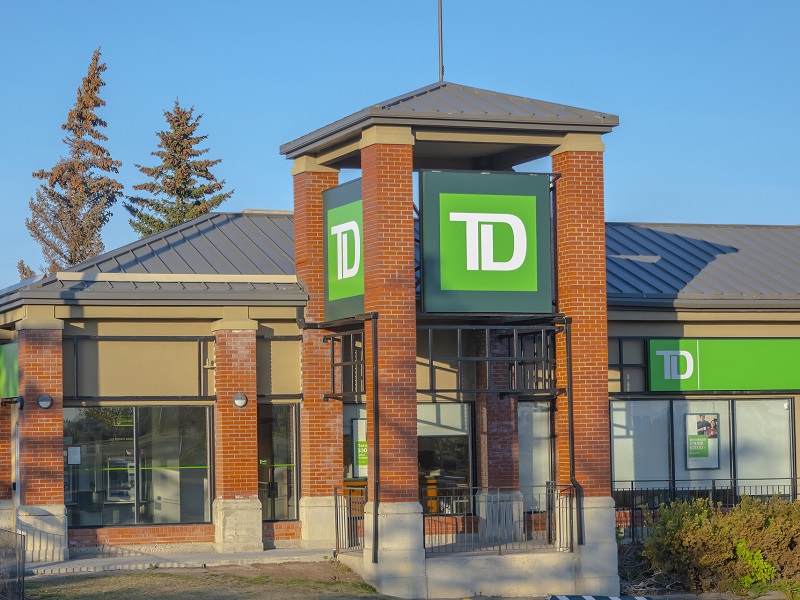 A TD Bank building in Calgary Downtown stock photo