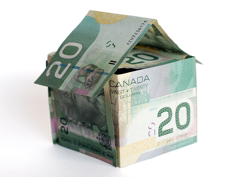 canadian money house on white background