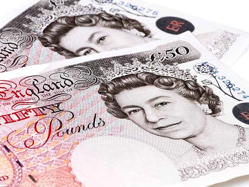 British pounds isolated on a white background.