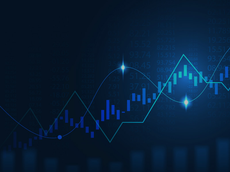 Abstract finance background displaying trading graph